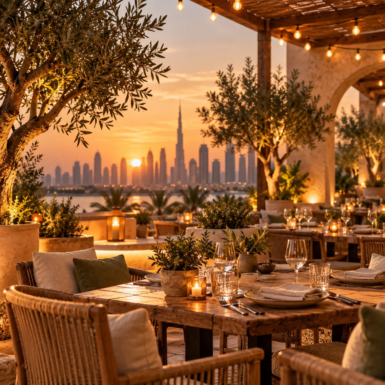 Lumeira terrace at sunset