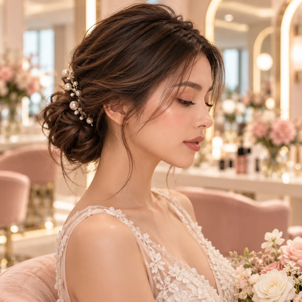 Photo: bridal low bun at Maison Léa